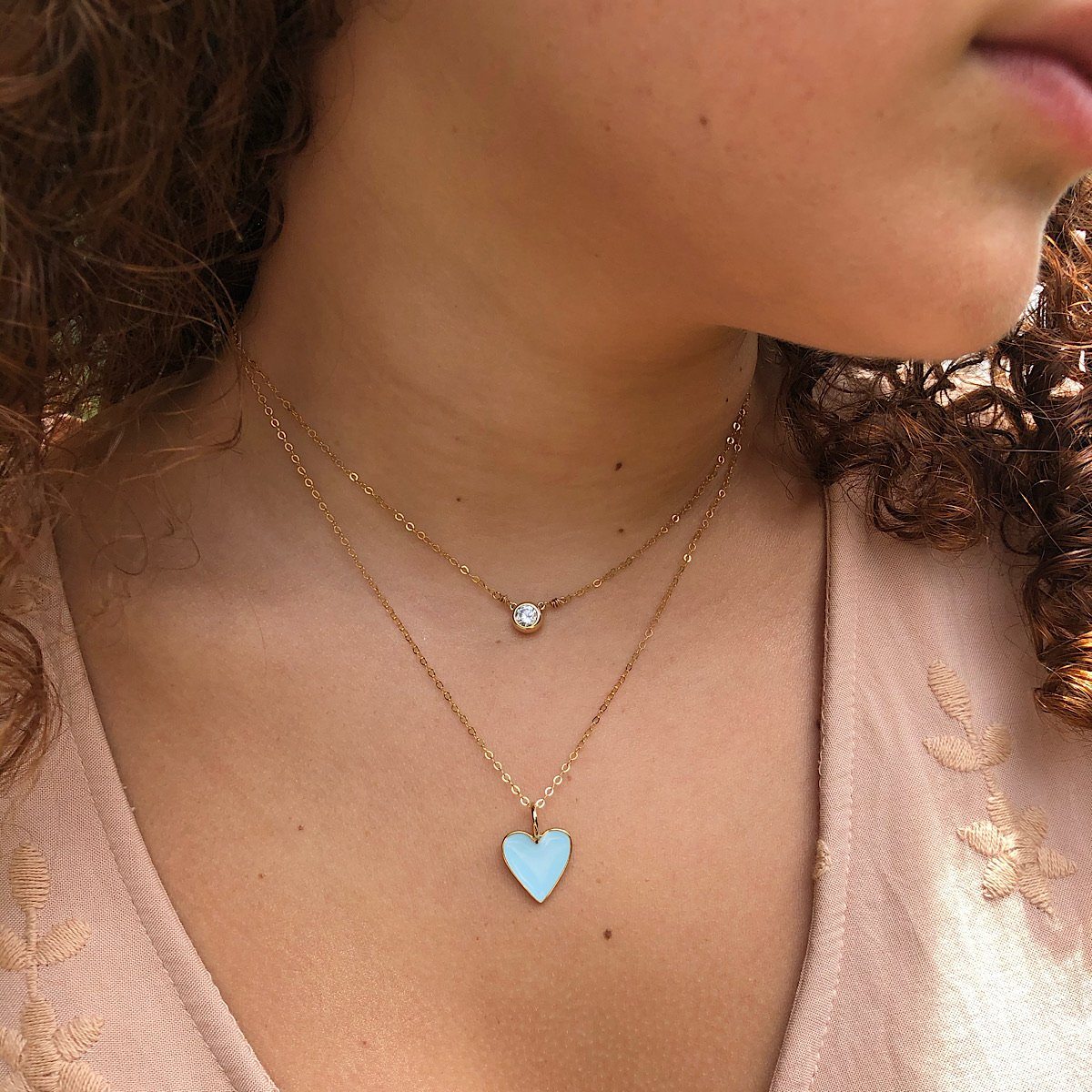 Blue heart necklace selling