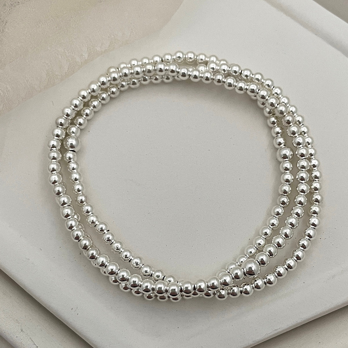 3mm Aged Sterling Silver Beads Bracelet – Kompsós