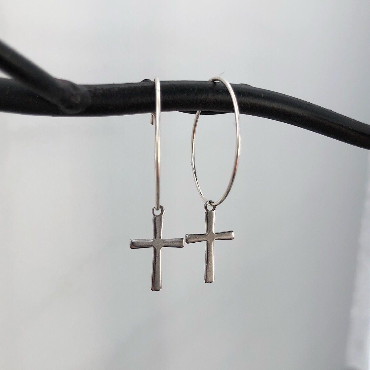 Cross Earrings - Cross factory Hoop Earrings - Charm Hoop Earrings - Hoop with Cross - Dainty Hoop Earrings - Religious Gift