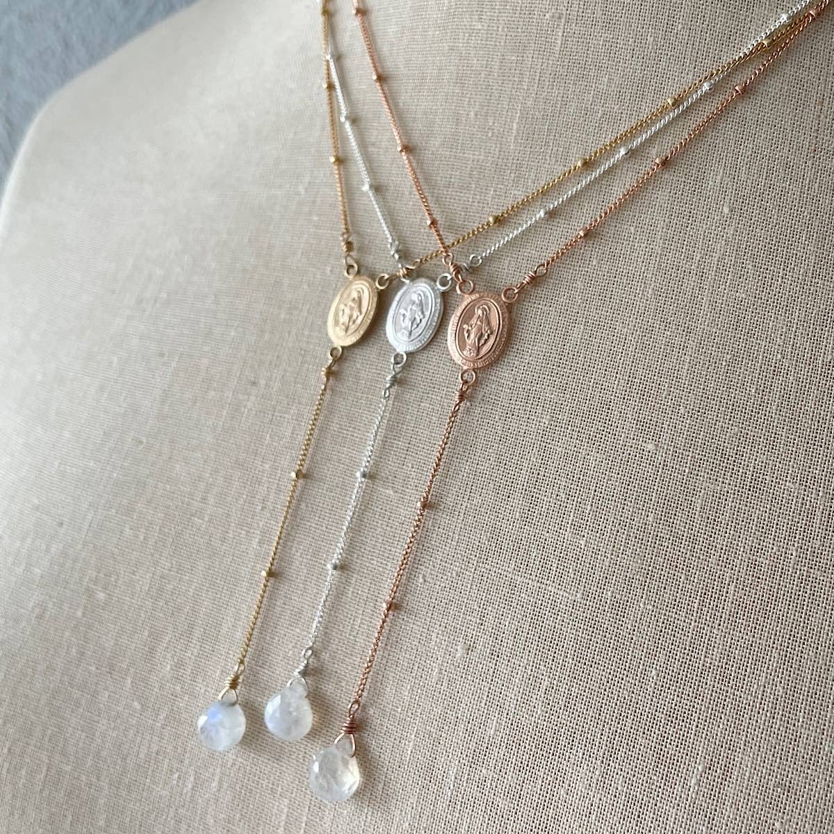 Rosary necklace, Housewives Necklace, Religious Necklace, Lariat Necklace, Y necklace, Miraculous Medallion Pendant, Dainty good Rosary, Cross