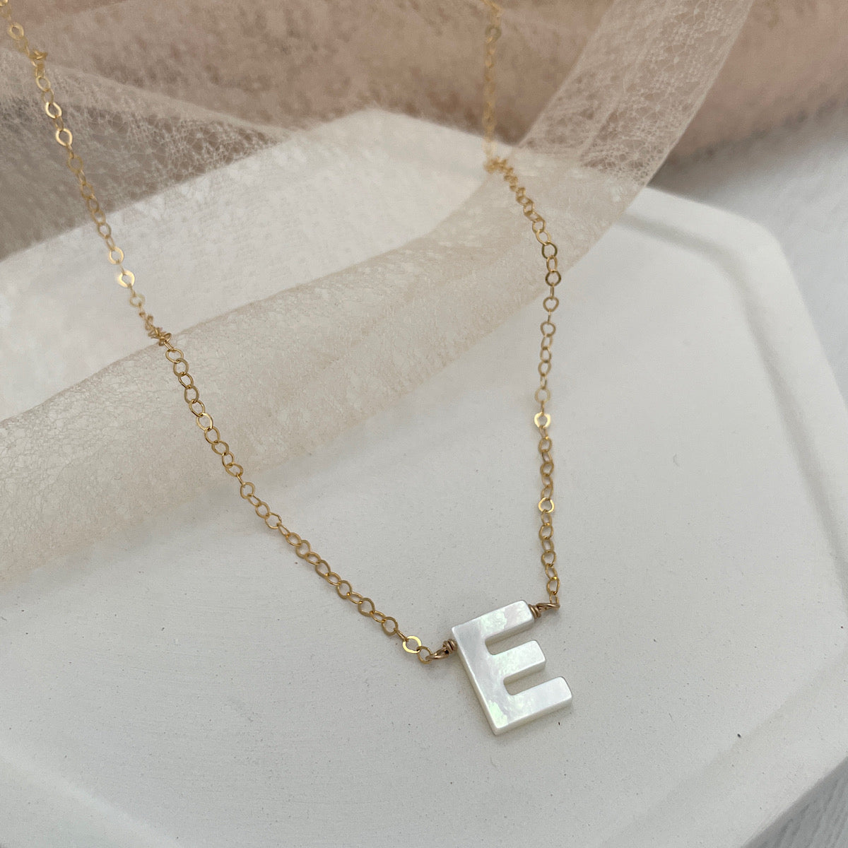 Mother-of-Pearl Gold Initial Pendant