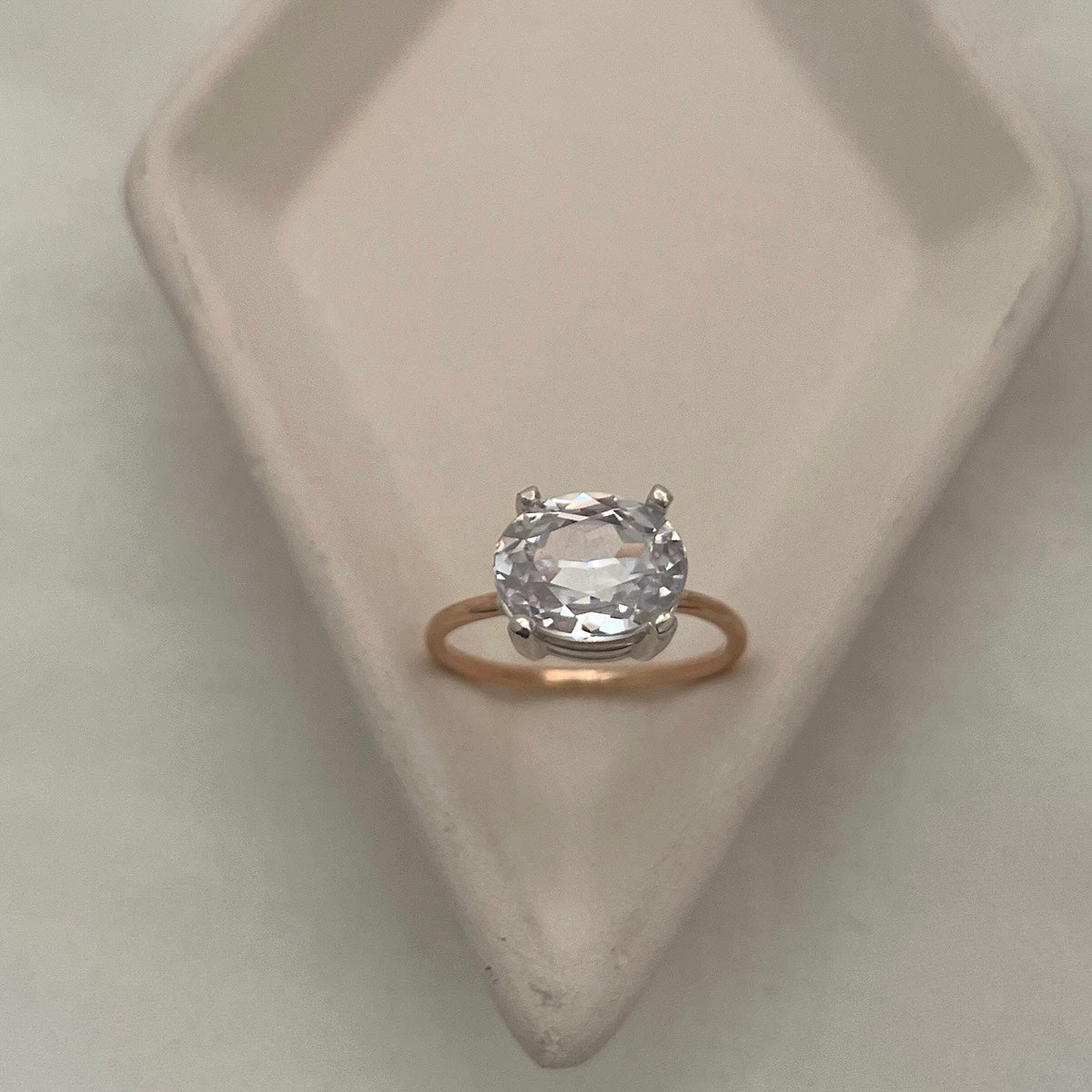 East West Oval Solitaire Ring