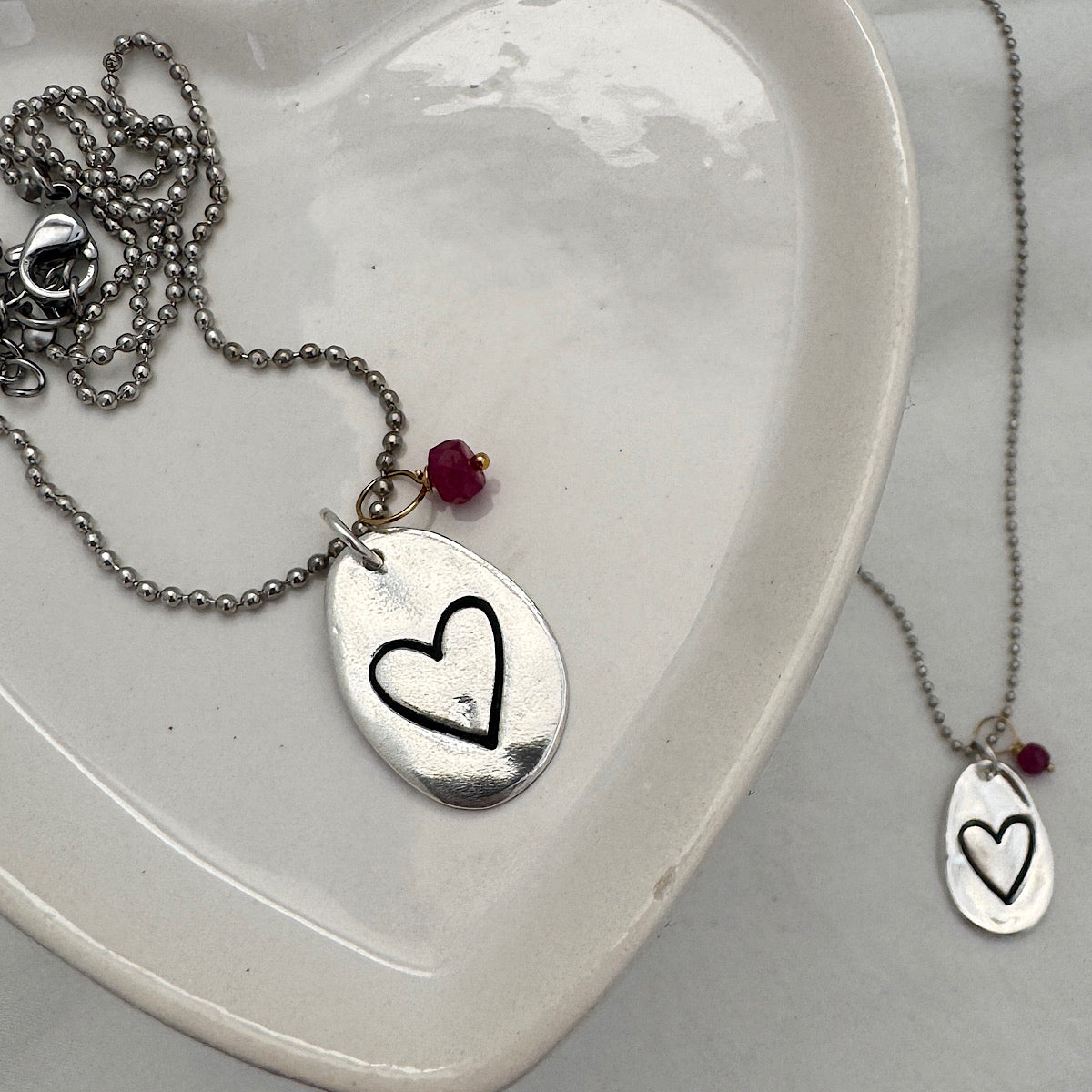 Open Heart Pebble Necklace