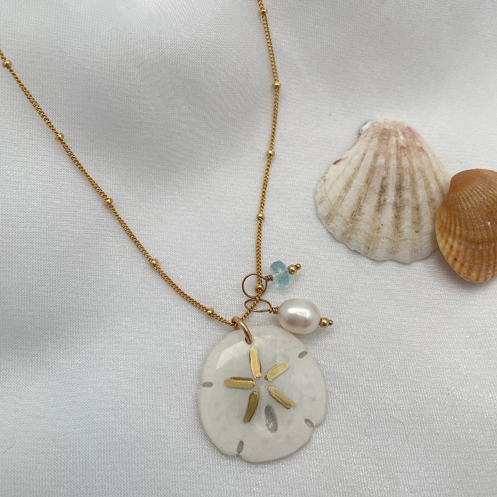 Gold Sand Dollar Necklace | Gold Ocean Jewellery – Midnight Moon Collective