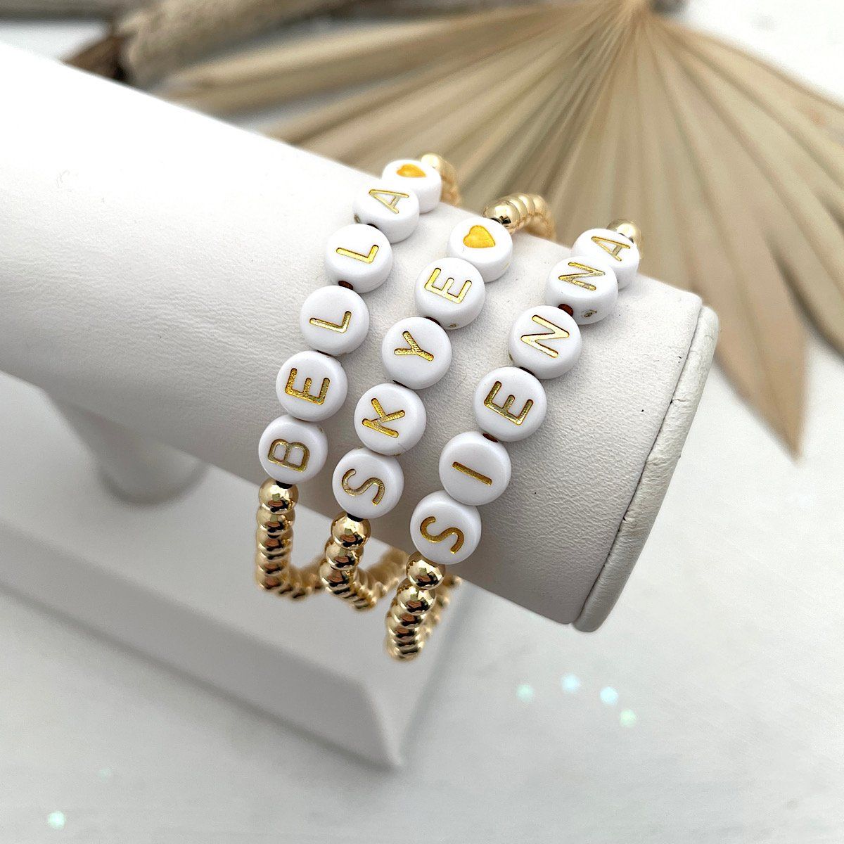 CUSTOM Alphabet Letter Beaded Gold Bracelet Also Available in 