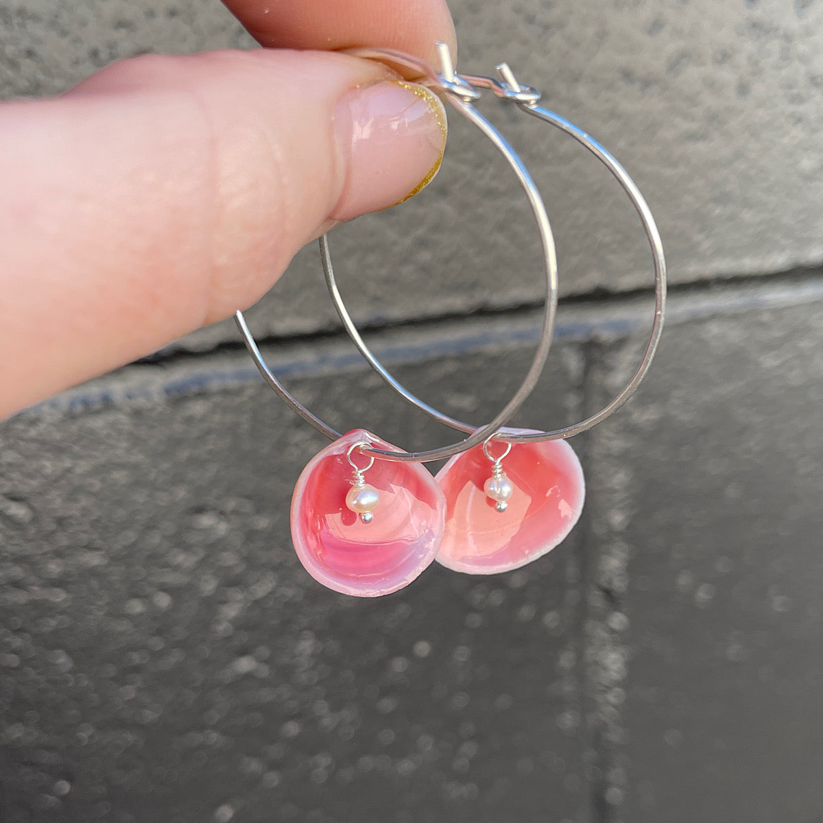 Apple Blossom Shell Hoop Earrings - Limited Edition