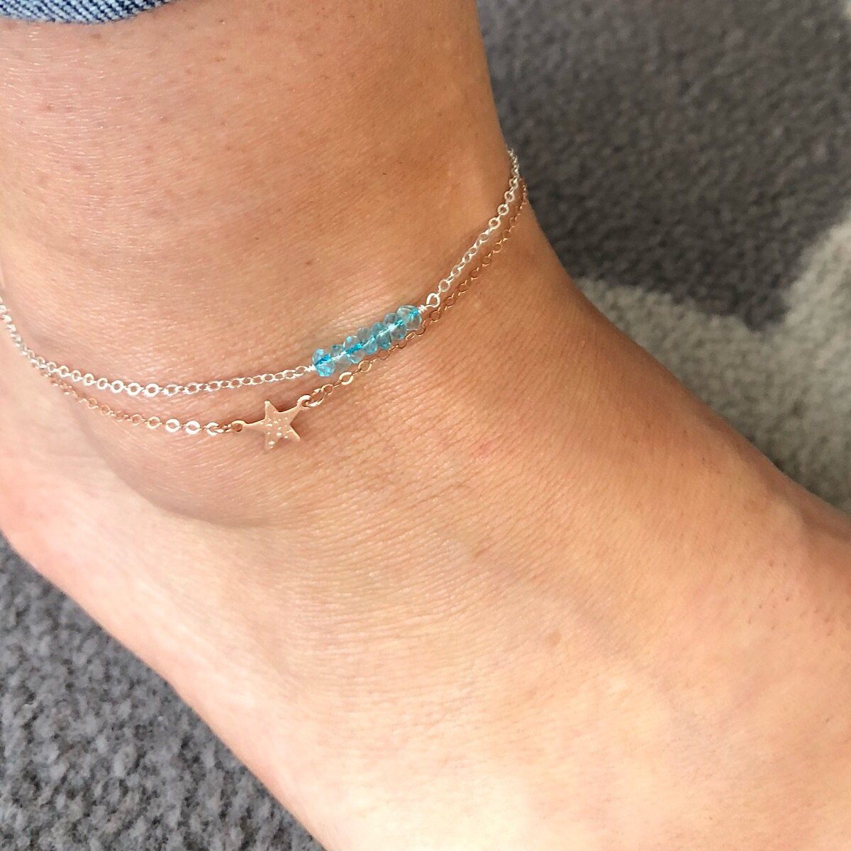 Blue Topaz Anklet - IsabelleGraceJewelry