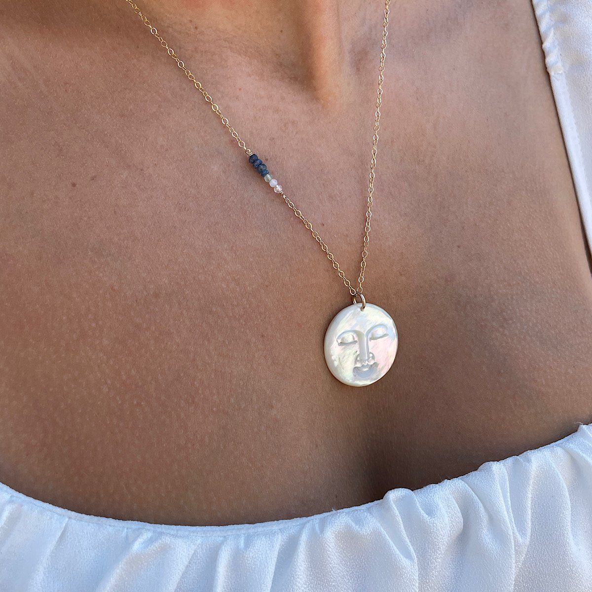 Boho Moon Face Necklace