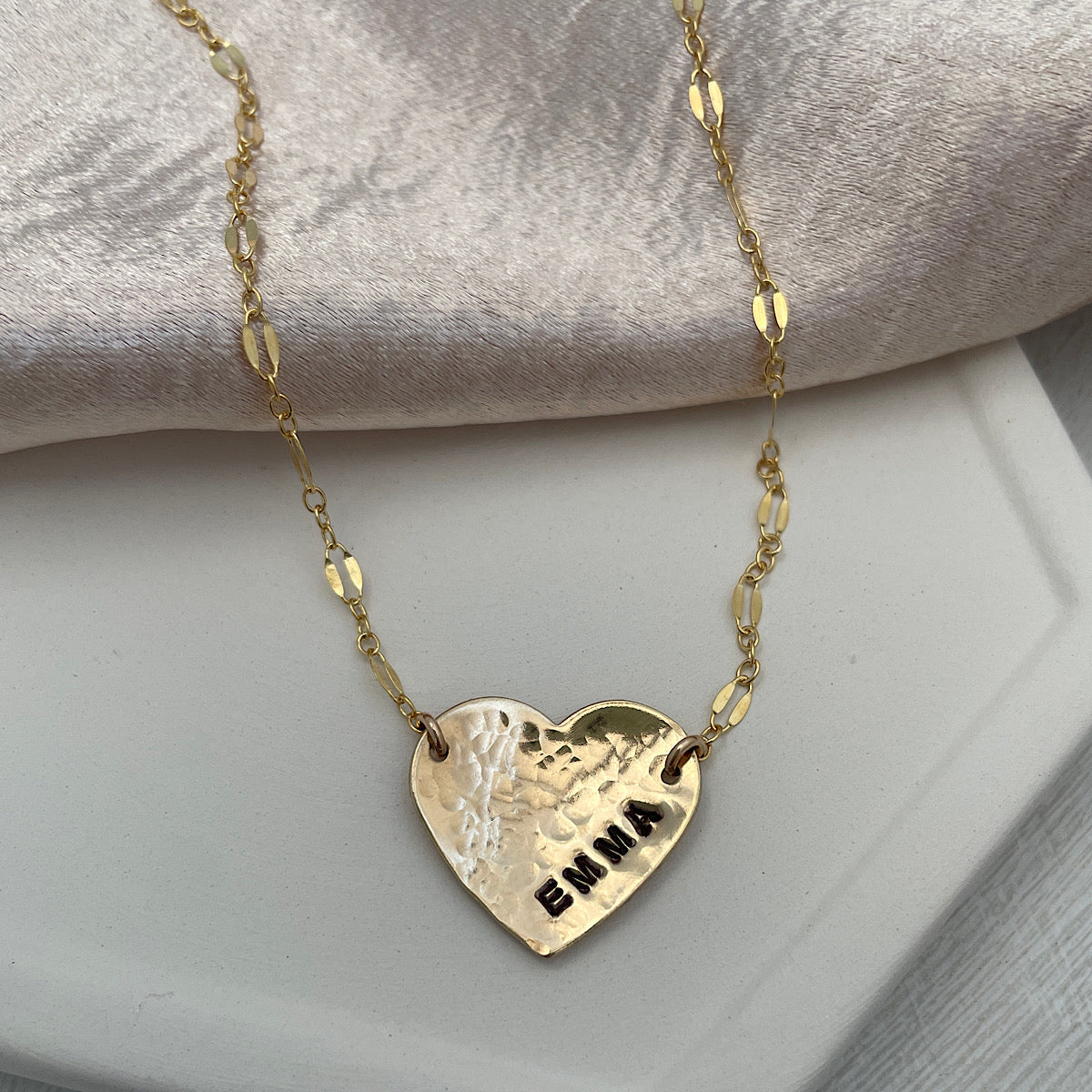 Hammered Personalized Heart Necklace