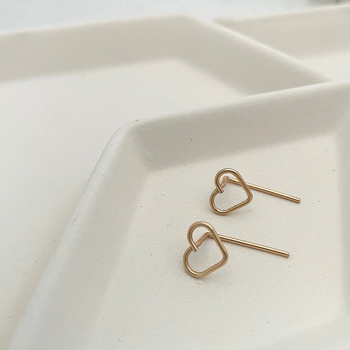 Open Heart Pin Stud Earrings