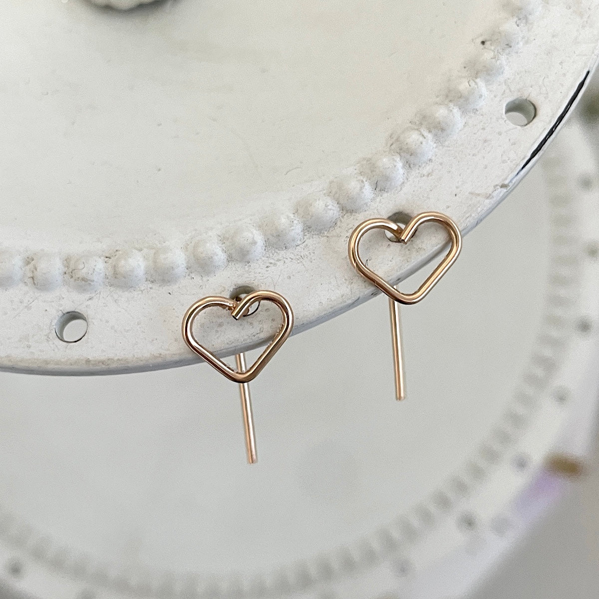 Open Heart Pin Stud Earrings