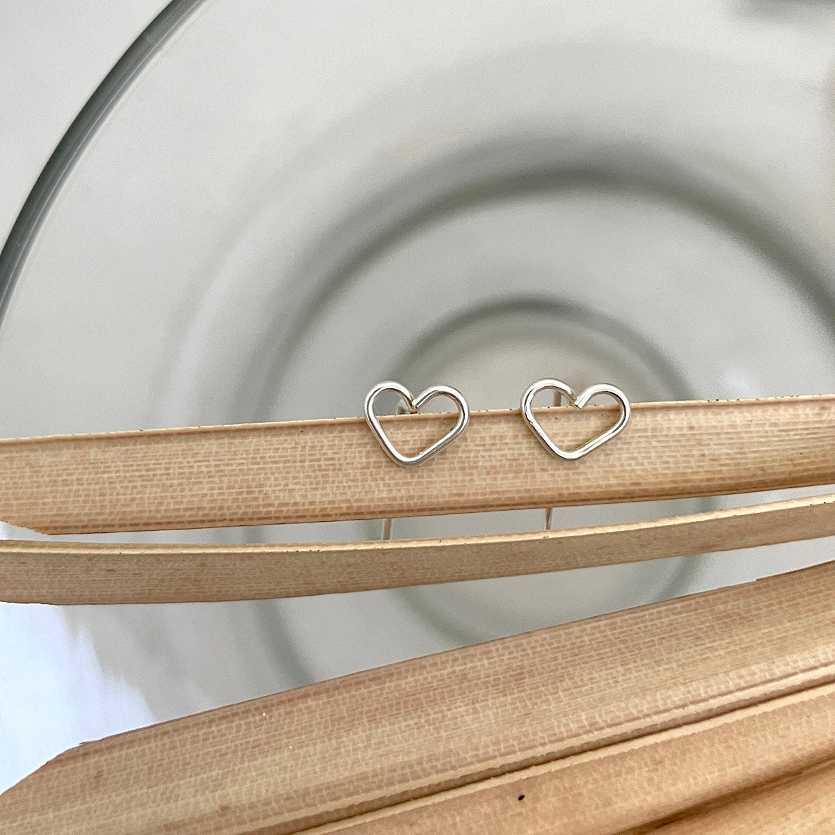 Open Heart Pin Stud Earrings