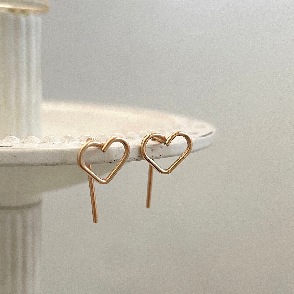 Open Heart Pin Stud Earrings