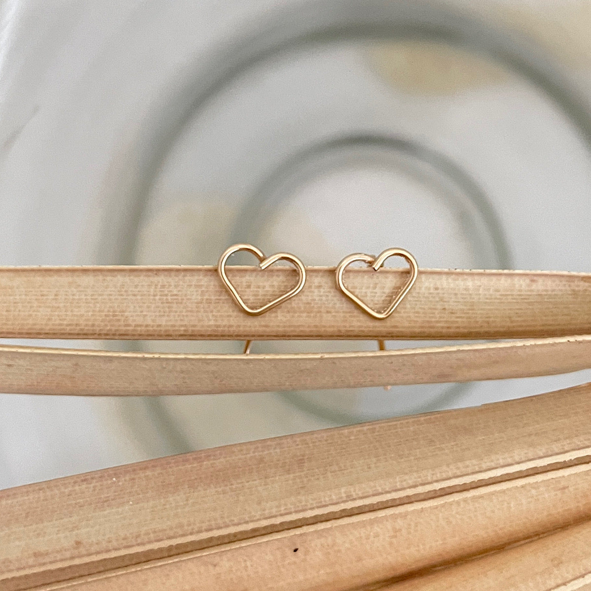 Open Heart Pin Stud Earrings