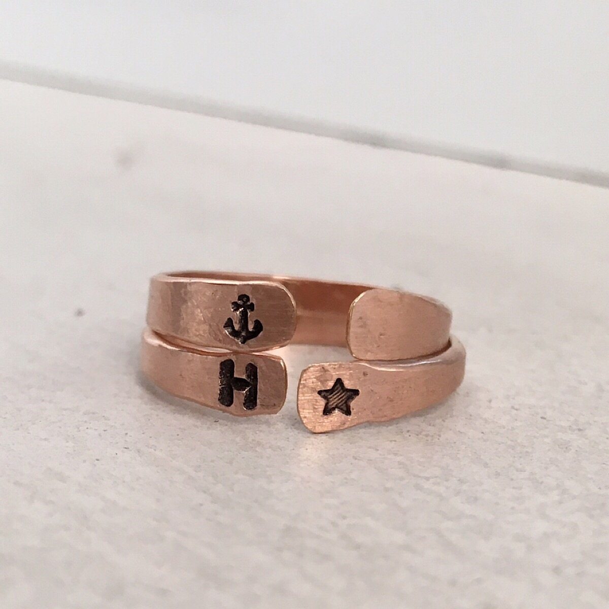 Personalized Open Cuff Ring Rose Gold  - IsabelleGraceJewelry