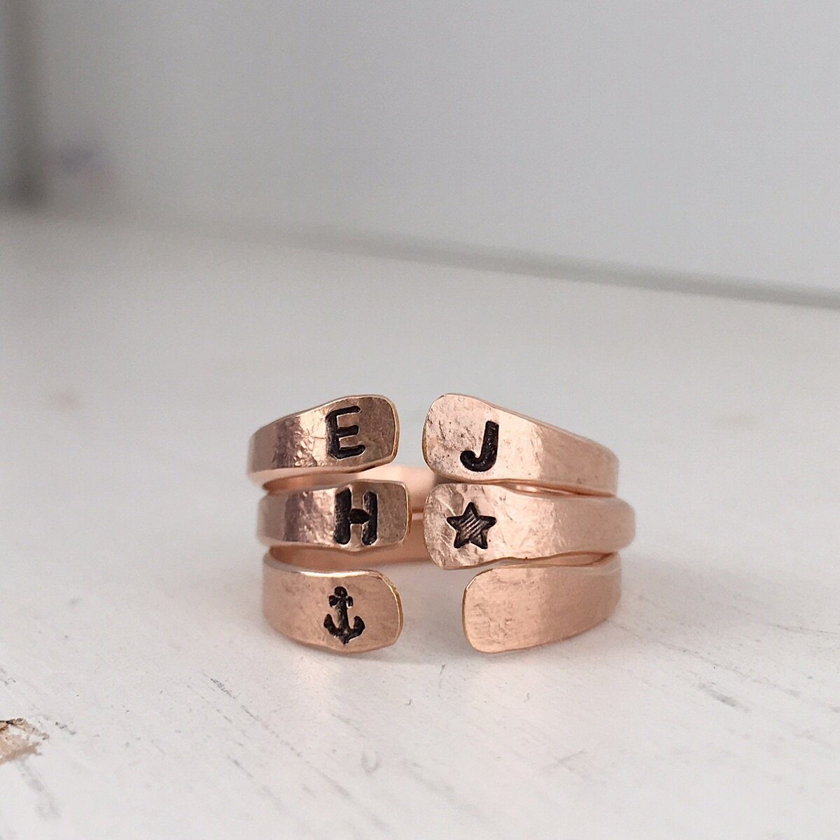 Personalized Open Cuff Ring Rose Gold  - IsabelleGraceJewelry