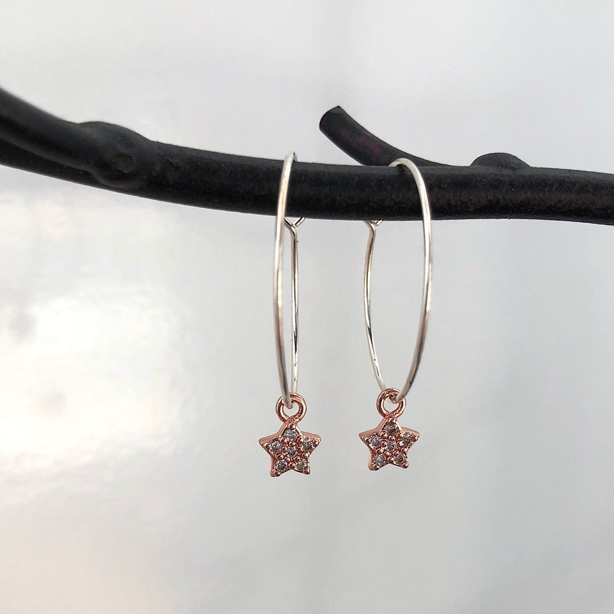 Rose Gold Star Hoop Earring  - IsabelleGraceJewelry