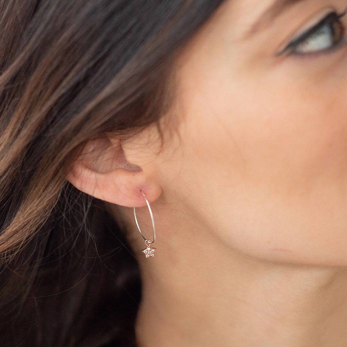 Rose Gold Star Hoop Earring  - IsabelleGraceJewelry