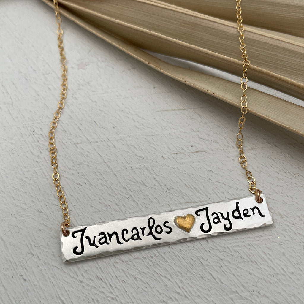 Double bar deals name necklace