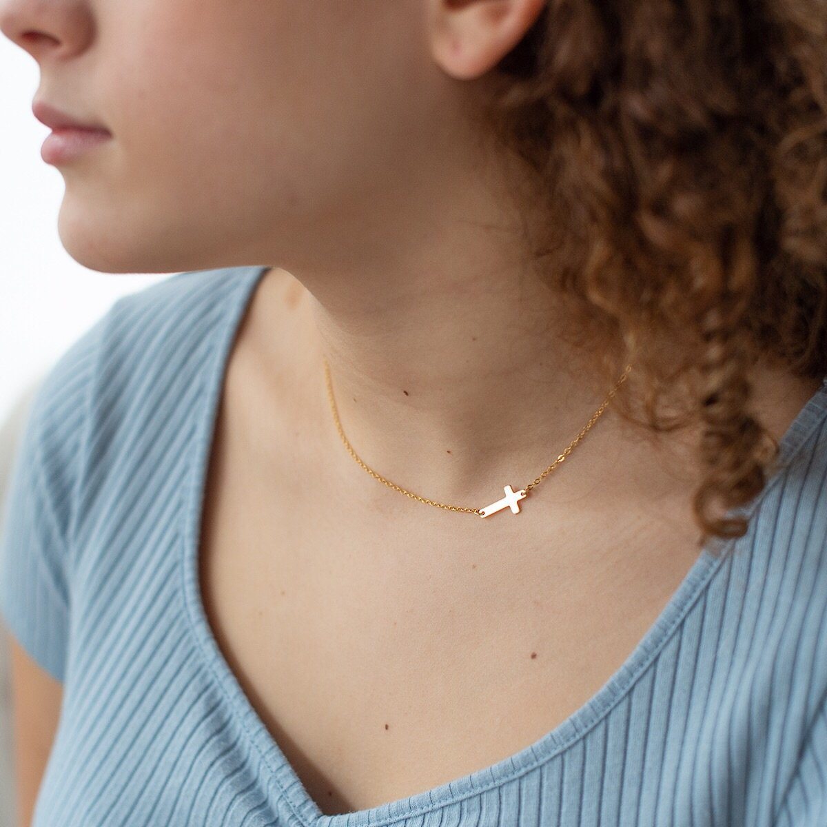 Side Cross Necklace  - IsabelleGraceJewelry