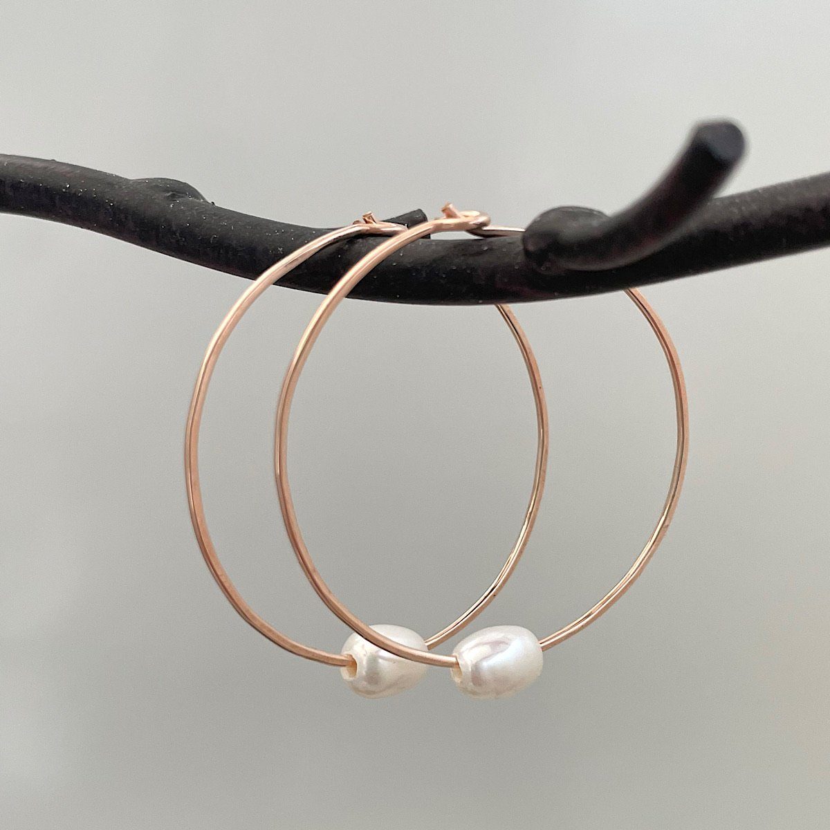 Single Pearl Hoops