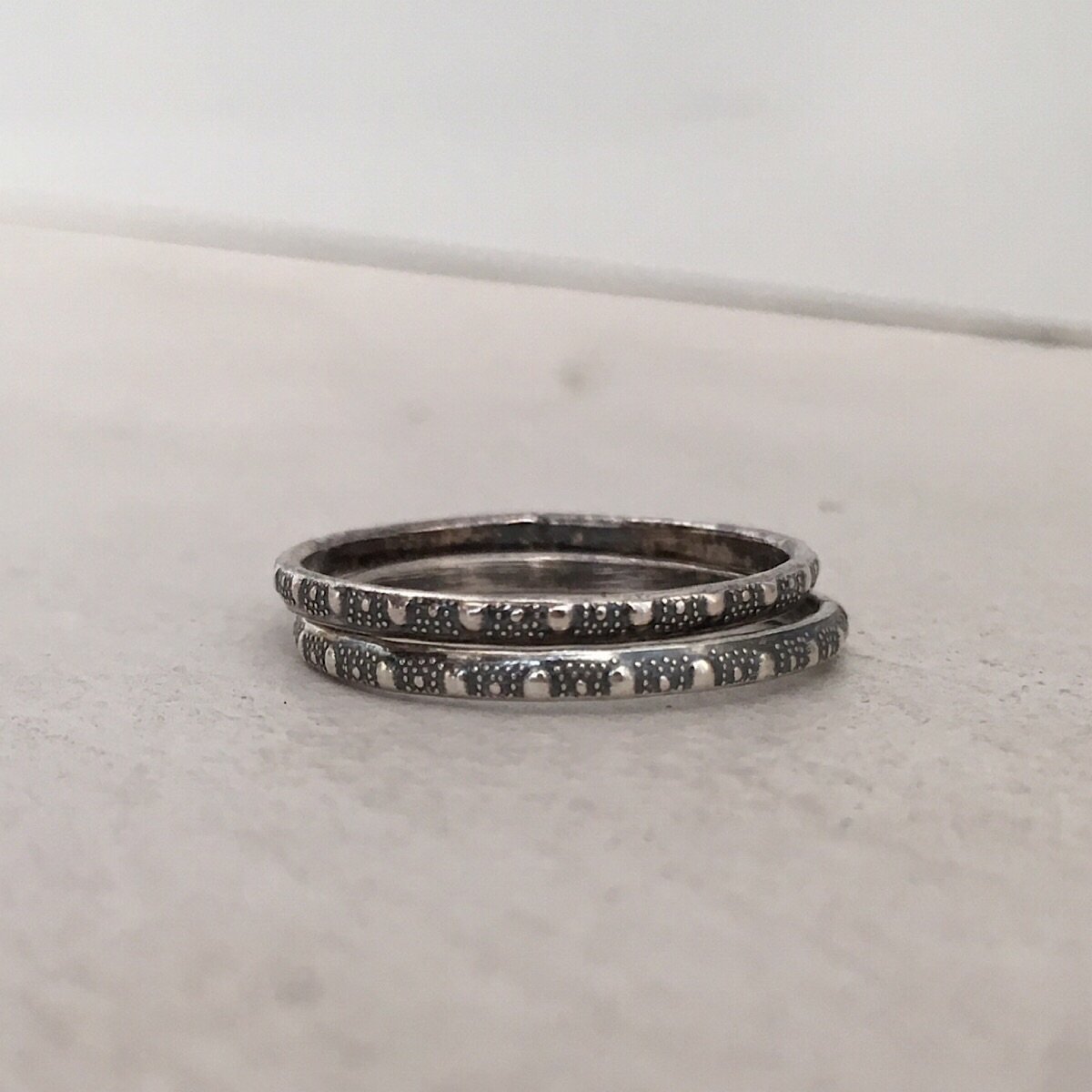 Skinny Stacker Bead Ring Silver  - IsabelleGraceJewelry