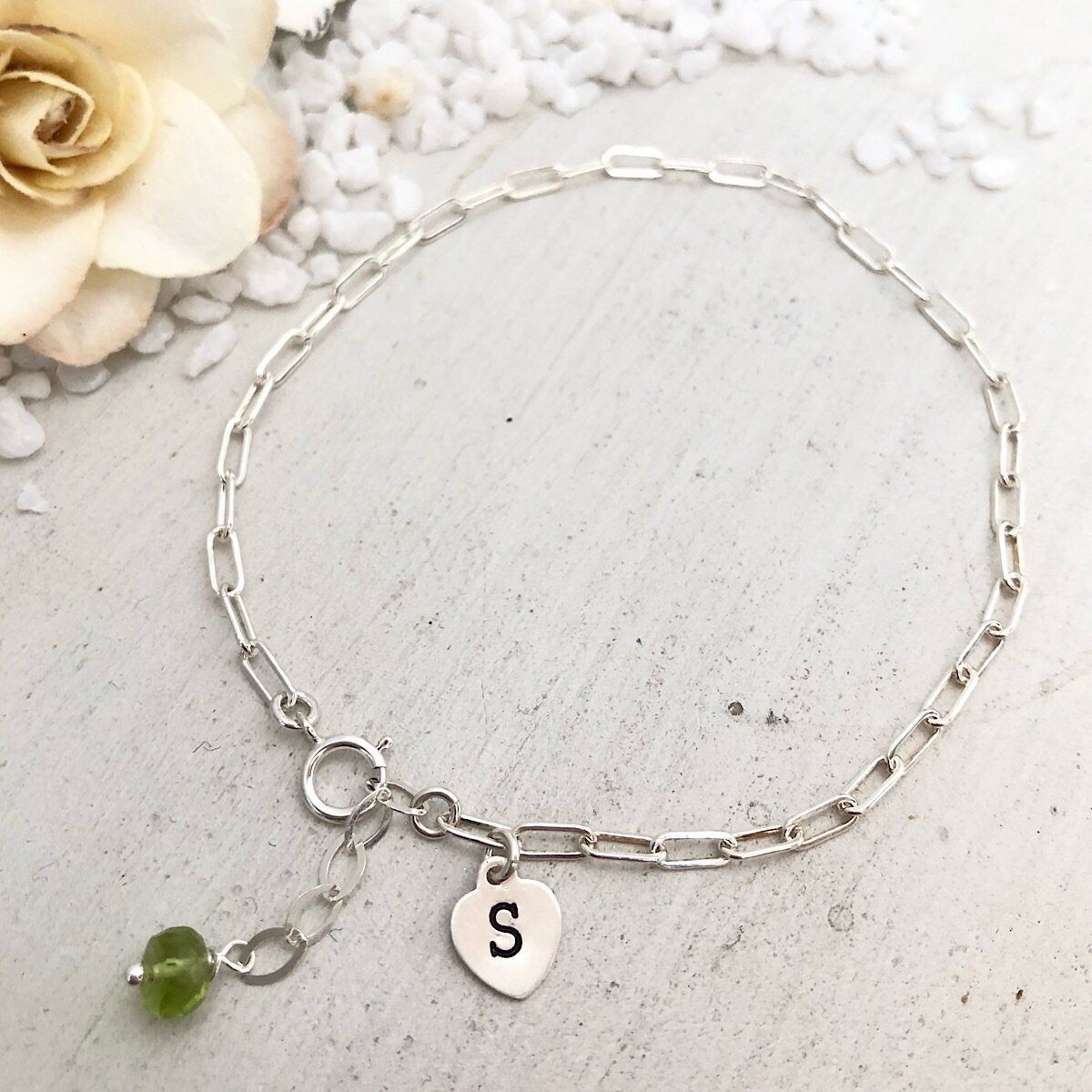 Thick Link Minimalist Initial Bracelet  - IsabelleGraceJewelry